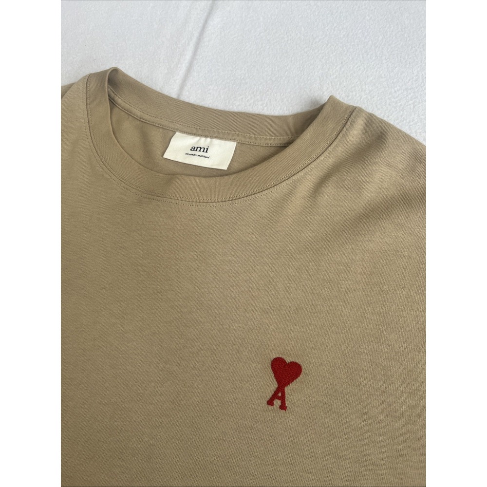 AMI Alexandre Mattiussi Unisex Pullover Beige Cotton Sweatshirt Size XL